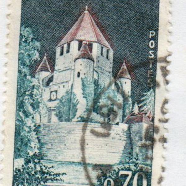 selo postal antigo frança - 1963 tour cesar - variedade