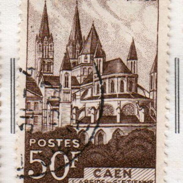 selo postal antigo frança - caen abbaye aux homme - neuf