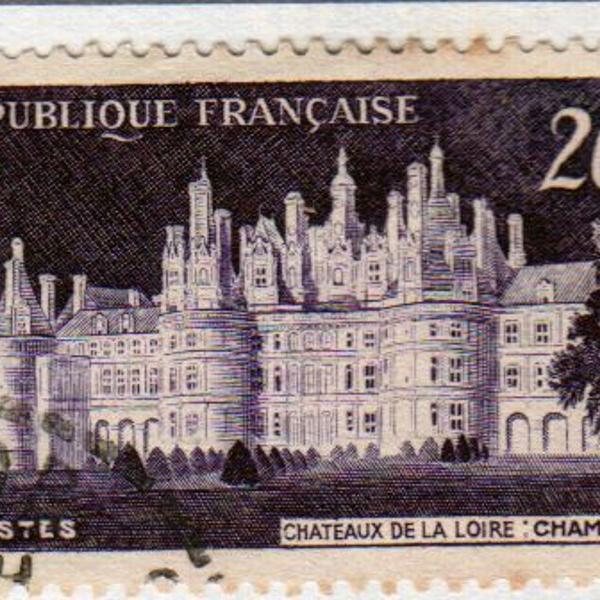 selo postal antigo frança - chateau de la loire chambord