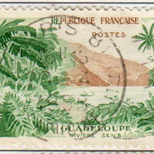 selo postal antigo frança - riviere sens guadeloupe