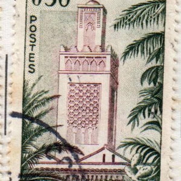 selo postal antigo - frança - timbre grande mosquée de