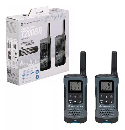 1 Par Radio Comunicador Talkabout 32km T200br Cinza Motorola