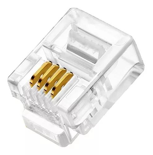 100pcs Plug Conector Rj11 6x4 Crimpar 4 Vias Telefonia Pct