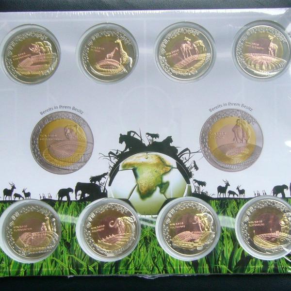 8 medalhas / moedas copa áfrica do sul 2010 - animais