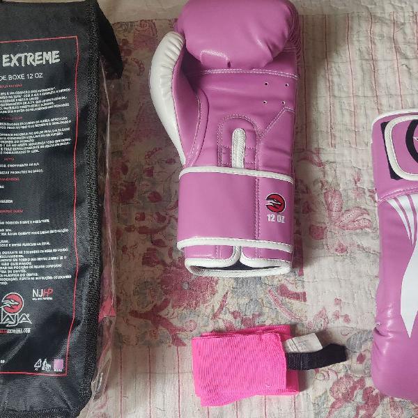 Luvas Boxe/Muay Thai Naja Xtreme+ faixa pink brinde