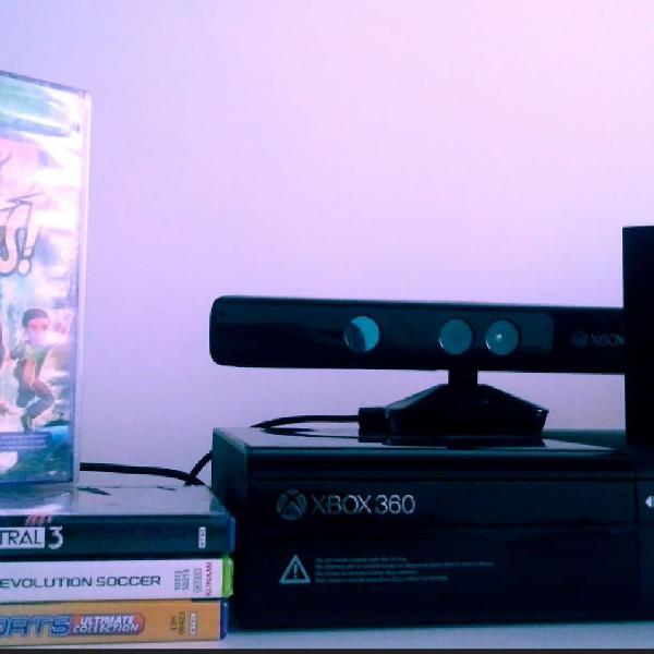 Xbox 360 + 6 Jogos + 2 Controles + Kinect + Hd 320gb