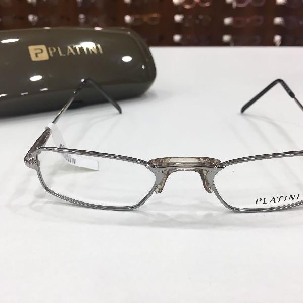 armação óculos platini 2304 1875 metal quadrado masculino