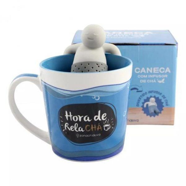 caneca com infusor "hora de relachá" 350ml