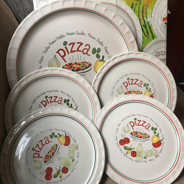 conjunto de pratos para pizza em cerâmica!