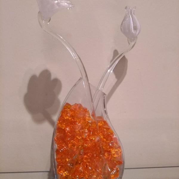 kit decorativo - vaso + flores de vidro
