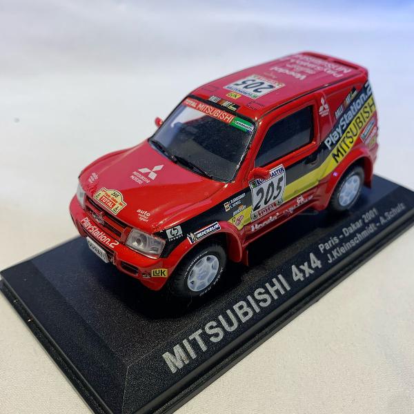 miniatura mitsubishi 4x4 rally dakar diecast 1/43 com base