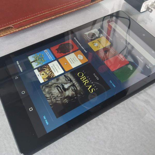 tablet amazon fire hd8 16gb 8ª geração c/alexa e 2 capas