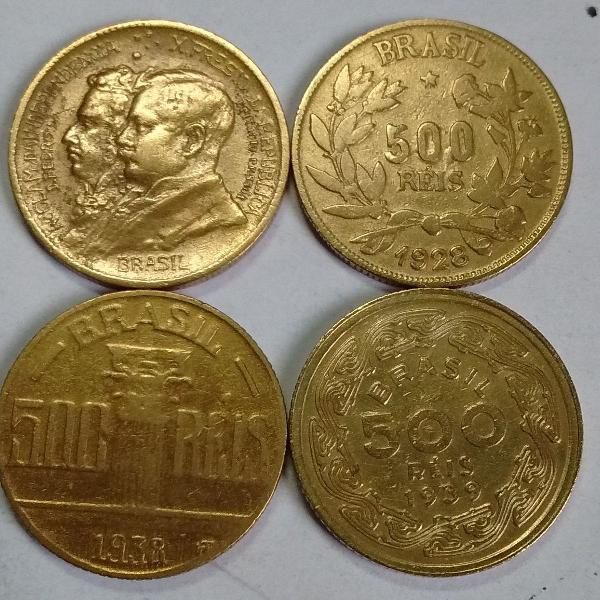4 moedas 500 reis 1922-1928-1938-1939