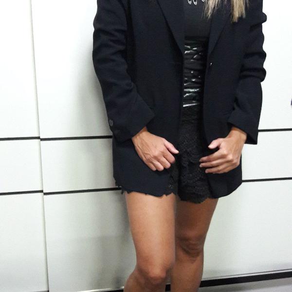 blazer japonês em crepe preto