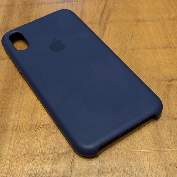 capa protetora de silicone original para iphone xs azul meia