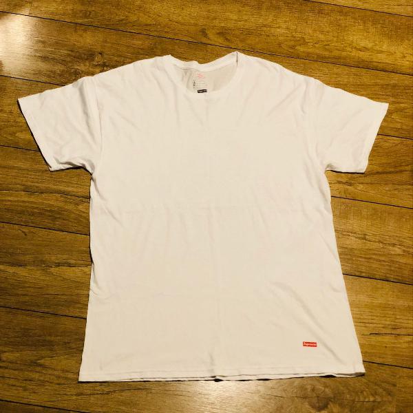 t-shirt supreme logo branca x hanes tamanho l original