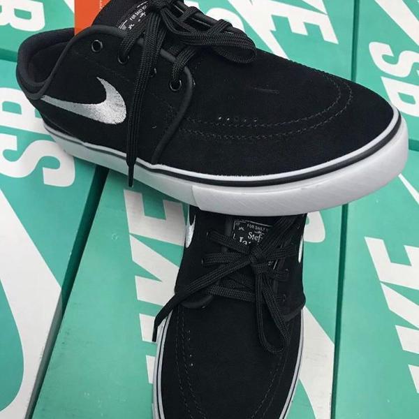 tênis masculinos nike sb stefan janoski preto branco nº 38