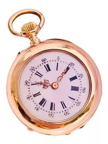 Antigo Relógio De Bolso Suíço Lapela Ouro 18k Maciço À