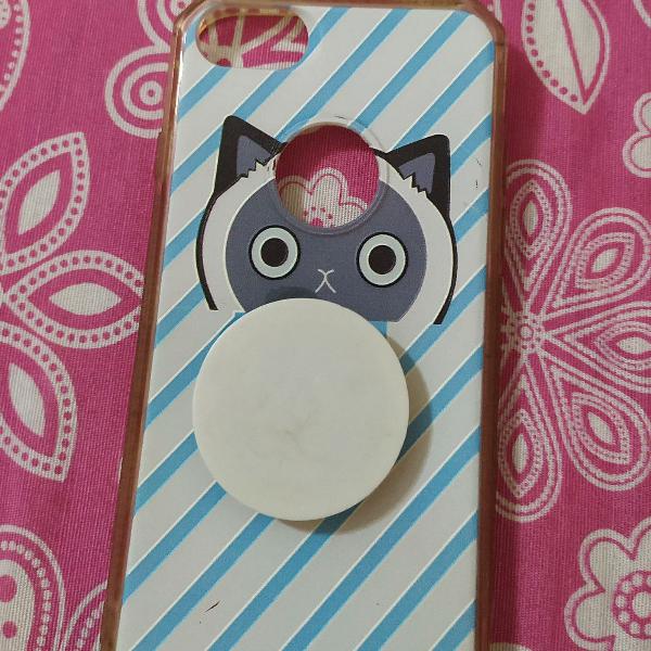 Capinha Gatinho + pop socket para iPhone 6