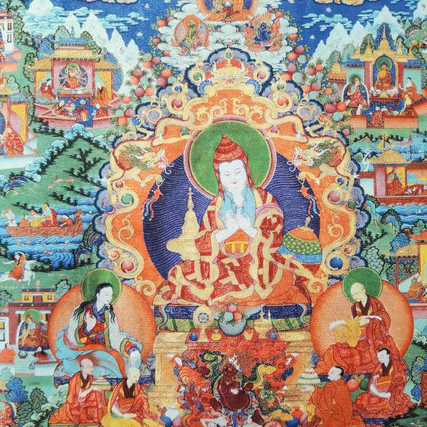 Cartão thangka da vida budista + os oito versos do