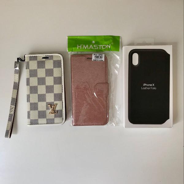 capinhas/cases luxo iphone x + 2 películas de vidro