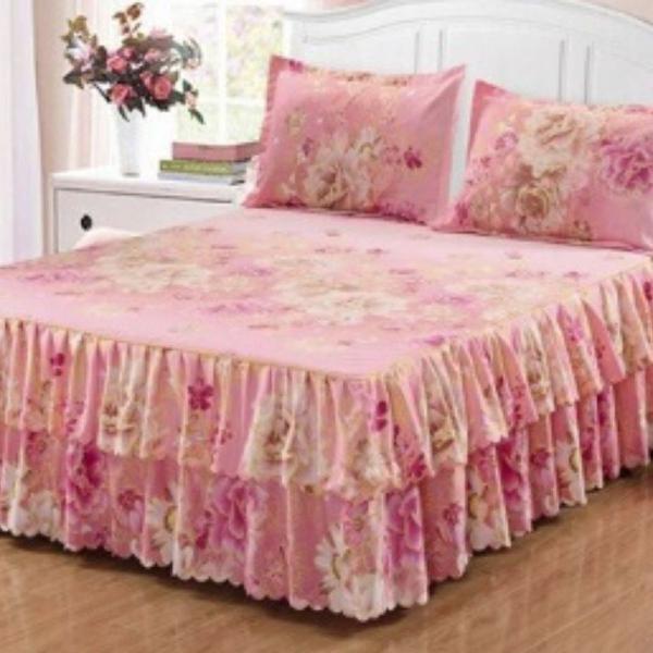 colcha microfibra com babado queen