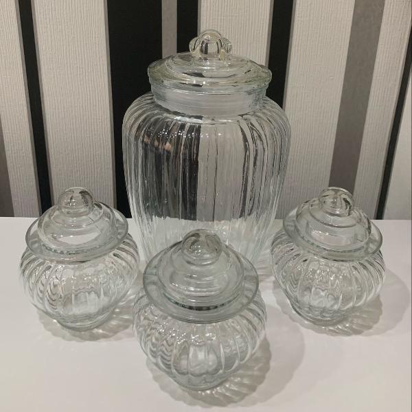 conjunto potes de vidro