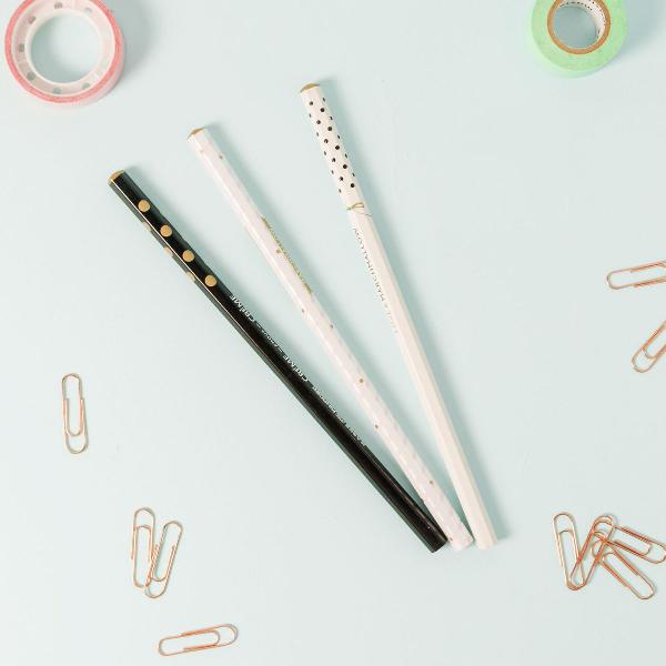 lápis 2b decorado - kit com 3 unidades
