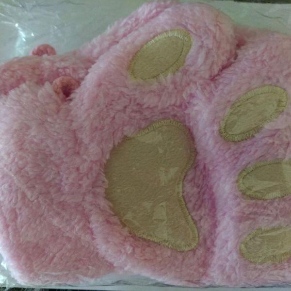 luva gatinha gata rosa pelúcia japão