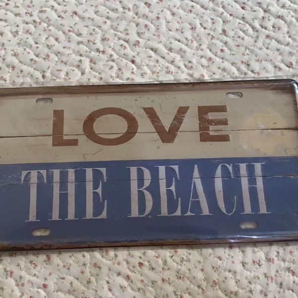 placa metal love the beach