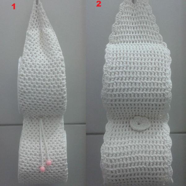porta papel higiênico de crochê em barbante