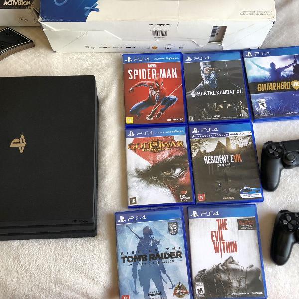 ps4 pro + 2 controles + jogos