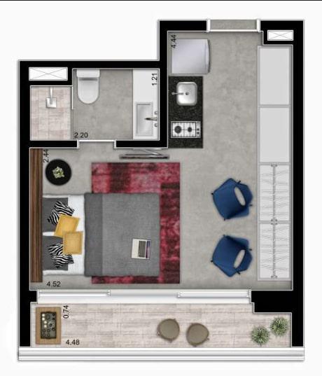 Apartamento para aluguel com 40 metros quadrados com 1 Suite
