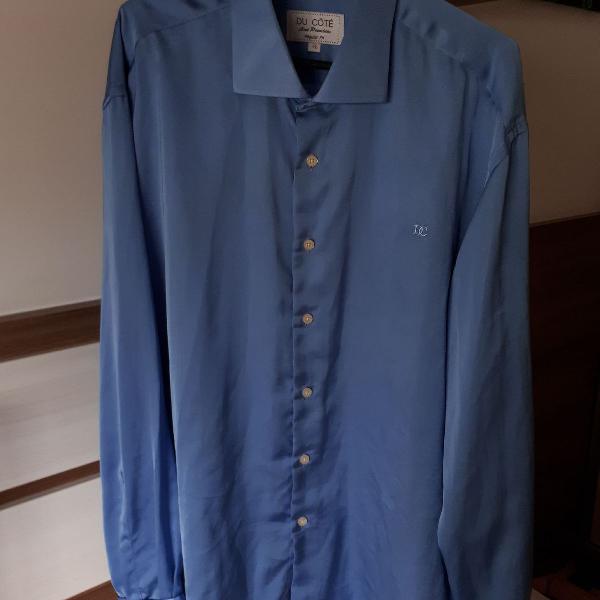 Camisa masculina manga longa azul