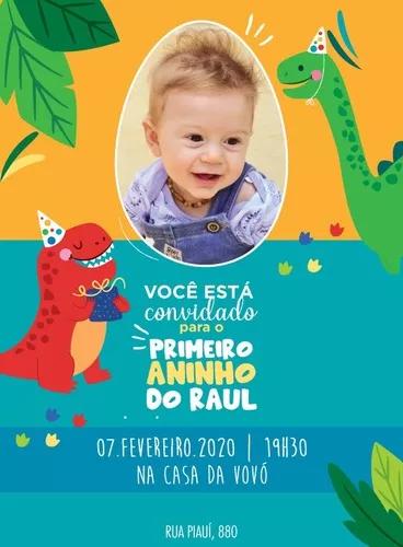Convite Dinossauro Aniversário Infantil