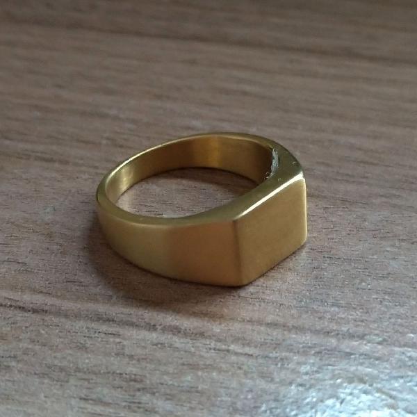 anel masculino aço dourado Tam 25