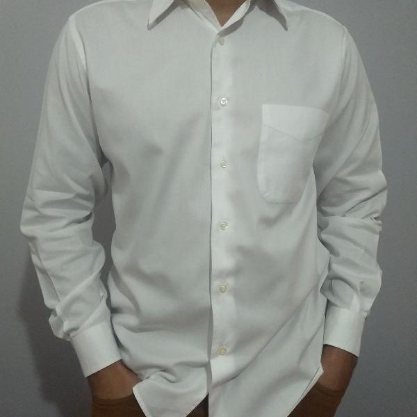 camisa masculina social branca 100% algodão