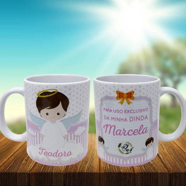 caneca uso exclusivo para minha dinda madrinha anjo anjinho