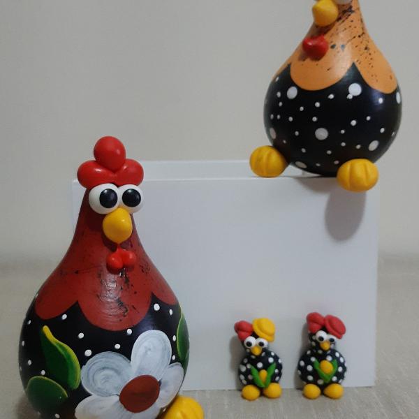 conj. 4 pçs - galinha d'angola - decoração - enfeites