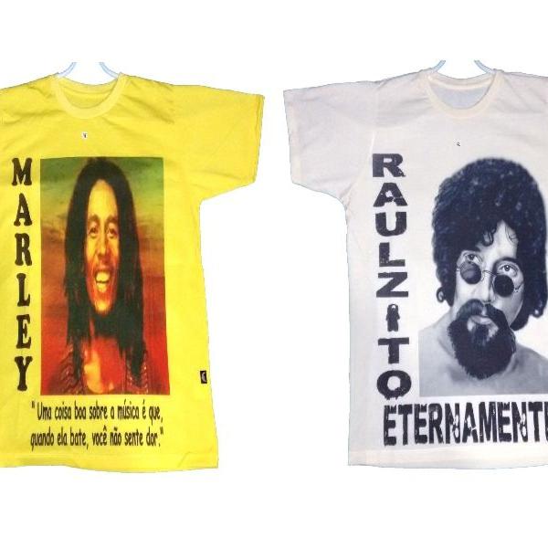 kit 2 camisetas masculinos raul seixas / bob marley tm- m