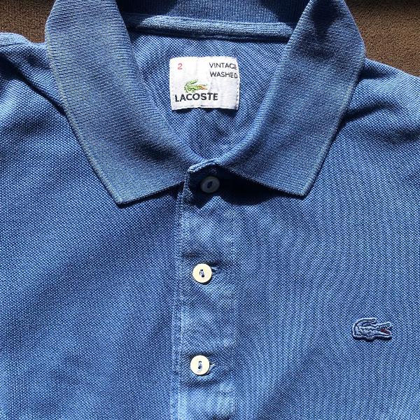 polo lacoste azul royal vintage washed