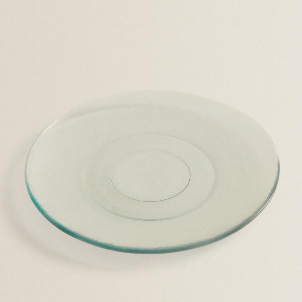 prato de sobremesa zara transparente em vidro reciclado