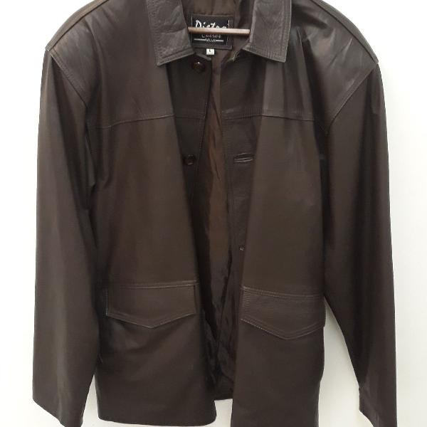 Jaqueta de couro legítimo, masculina, tamanho G,na cor