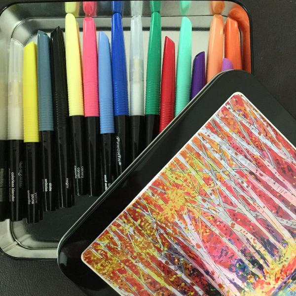 canetas ponta pincel crayola