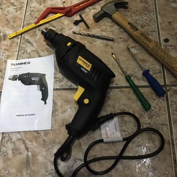 furadeira hammer nova + ferramentas