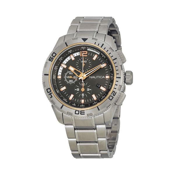 nautica chronograph grey dial stainless steel a24550g