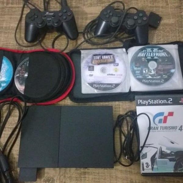 ps2 slim desbloqueado + acessórios + 45 jogos