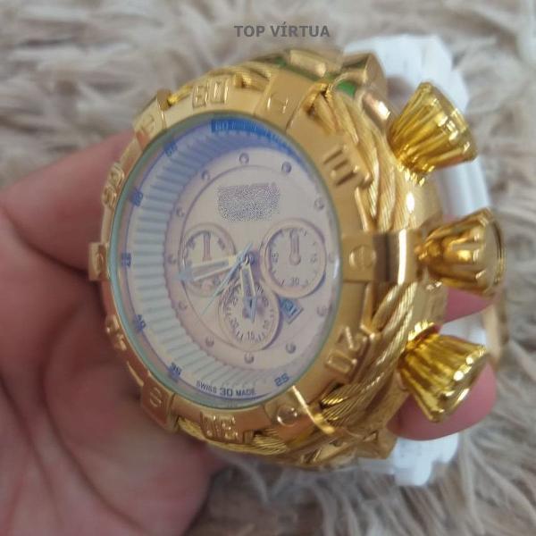 relógio invicta bolt zeus reserve gigante dourado gold top