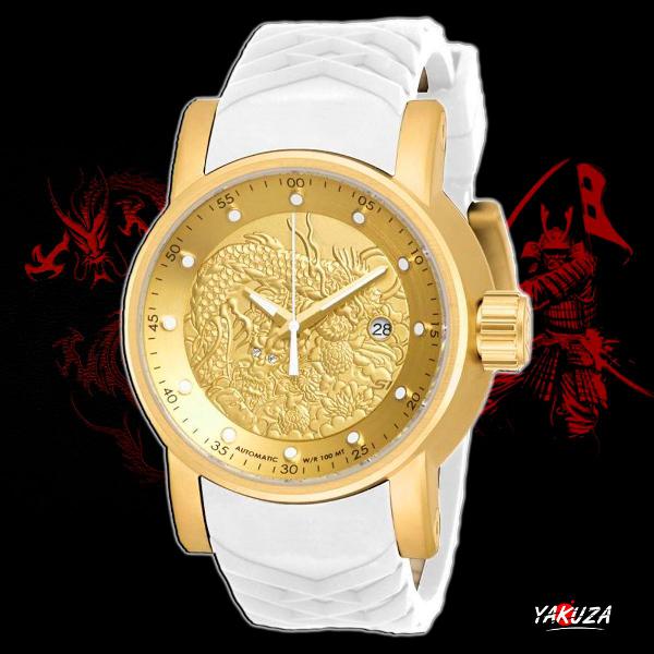relógio invicta s1 yakuza branco e dourado