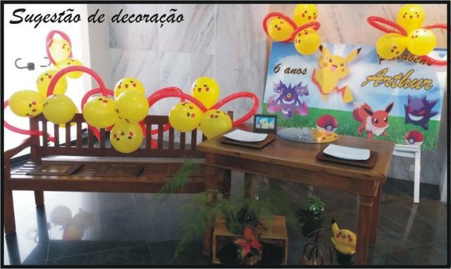 Painel de aniversariante + acessórios para festa do Pikachu